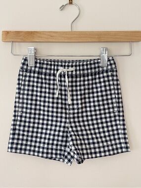JANIE & JACK NWOT Navy Gingham Elastic Waist Pull On Shorts